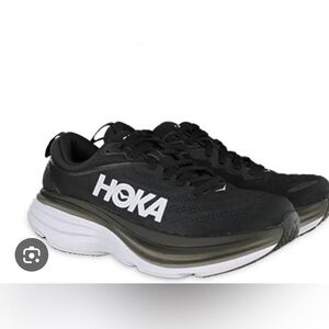 Hoka Women’s Bondi 8 Size 7.5 Black and White Sneaker Shoes